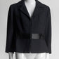 Prada Black Short Blazer with Pleated Fabric Detail 42