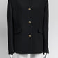 Prada Black Single-Breasted Tricotine Jacket with Gold Logo Buttons 42
