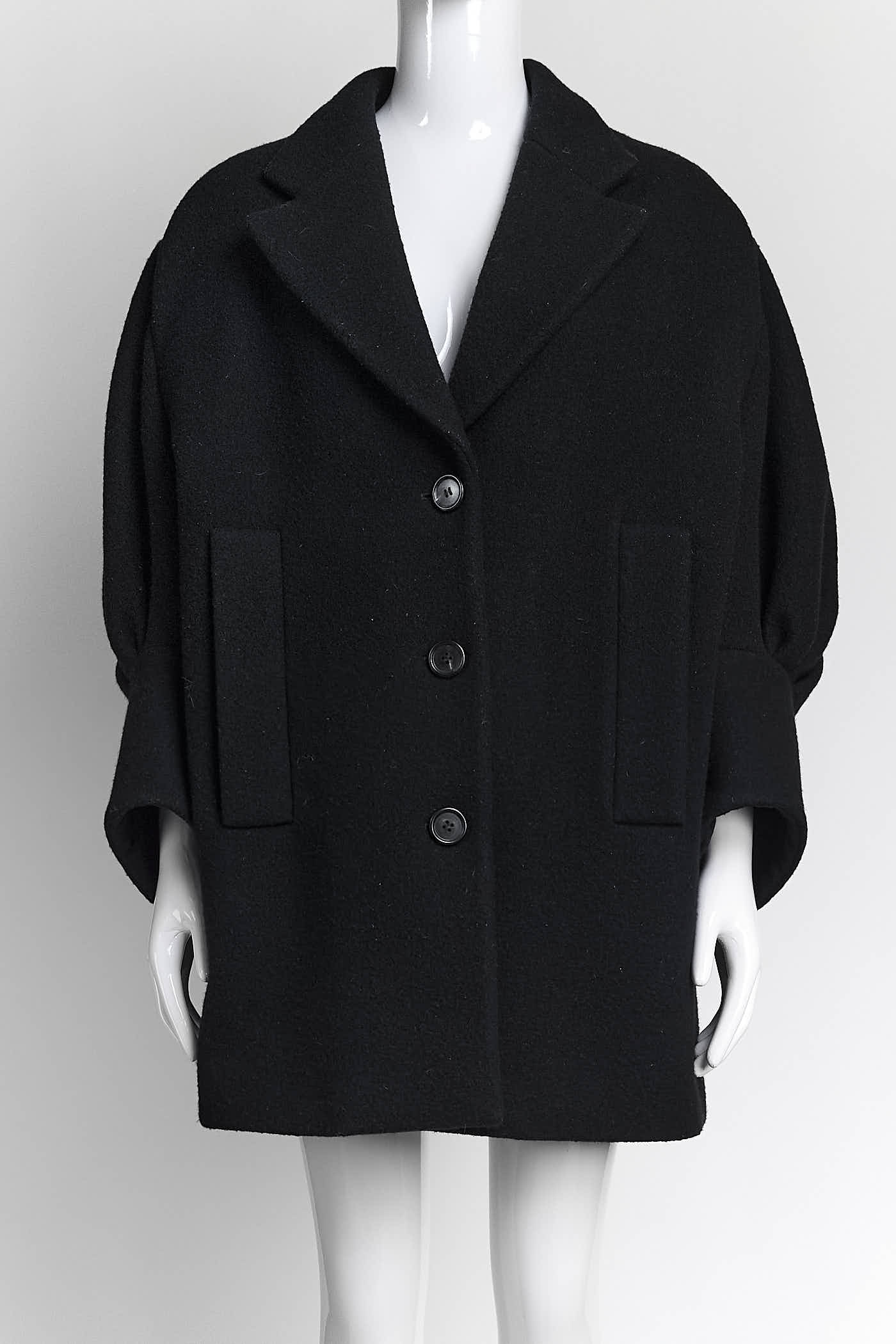 Prada Black Wool Coat 42