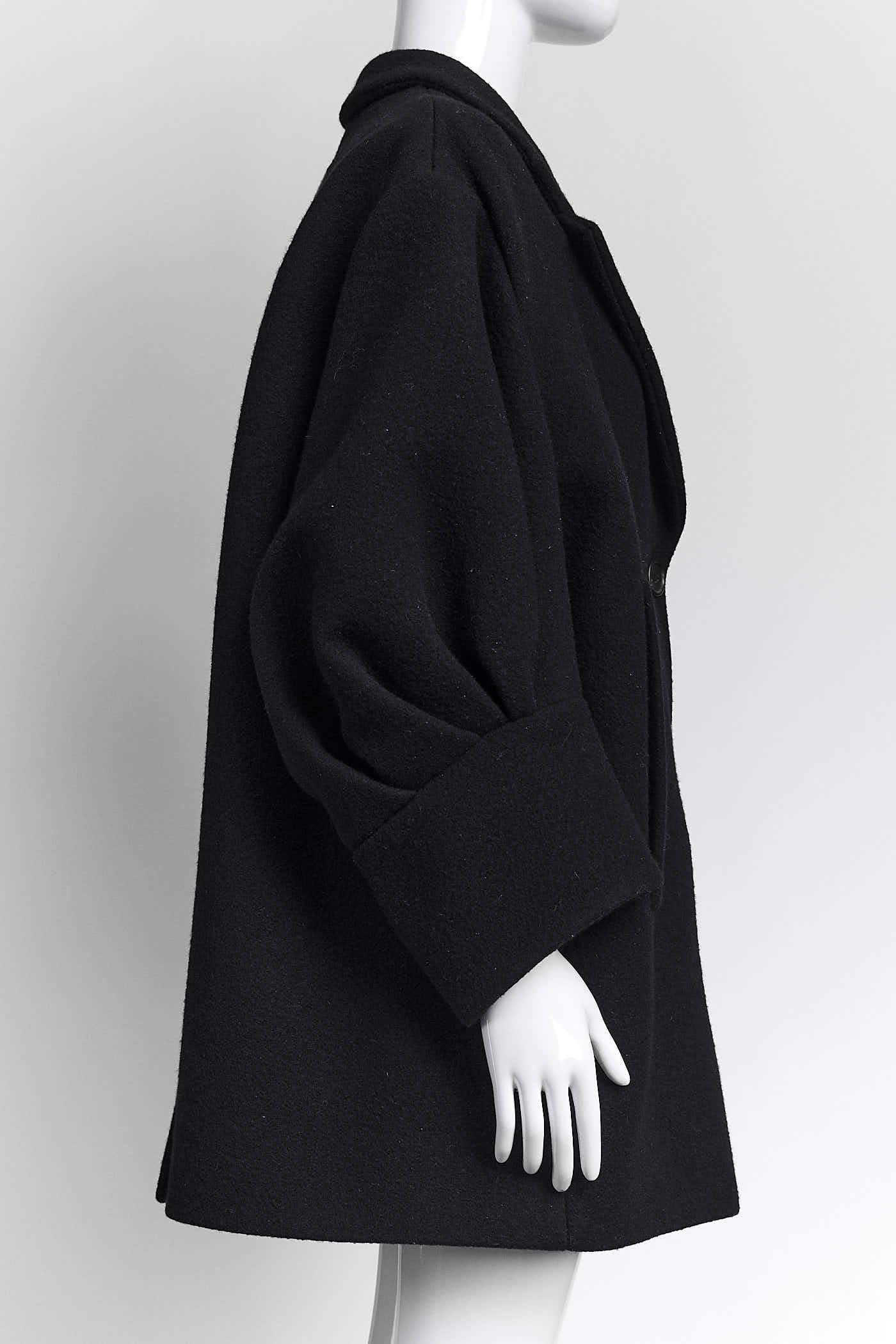 Prada Black Wool Coat 42