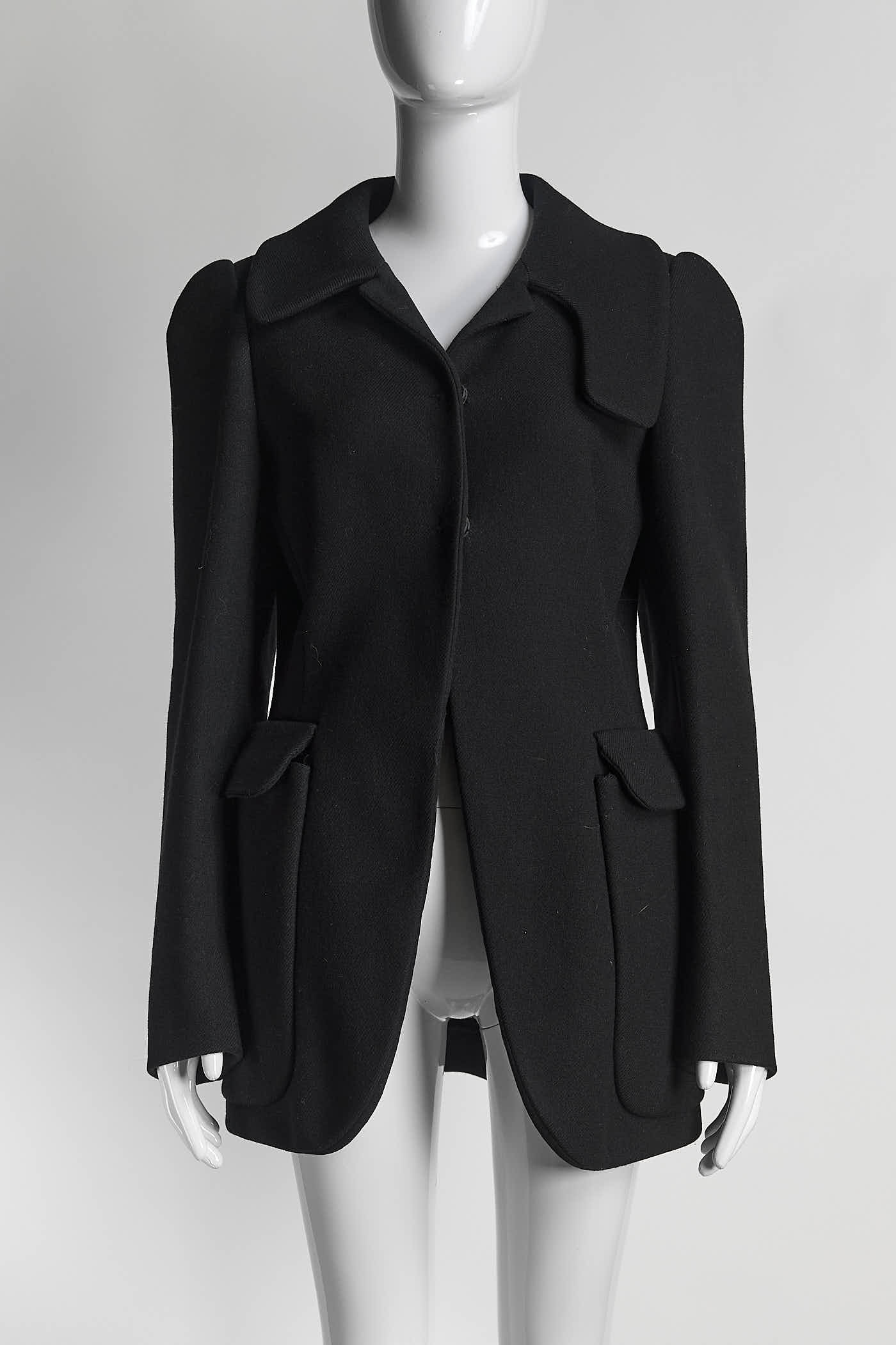 Prada Black Wool Coat 44