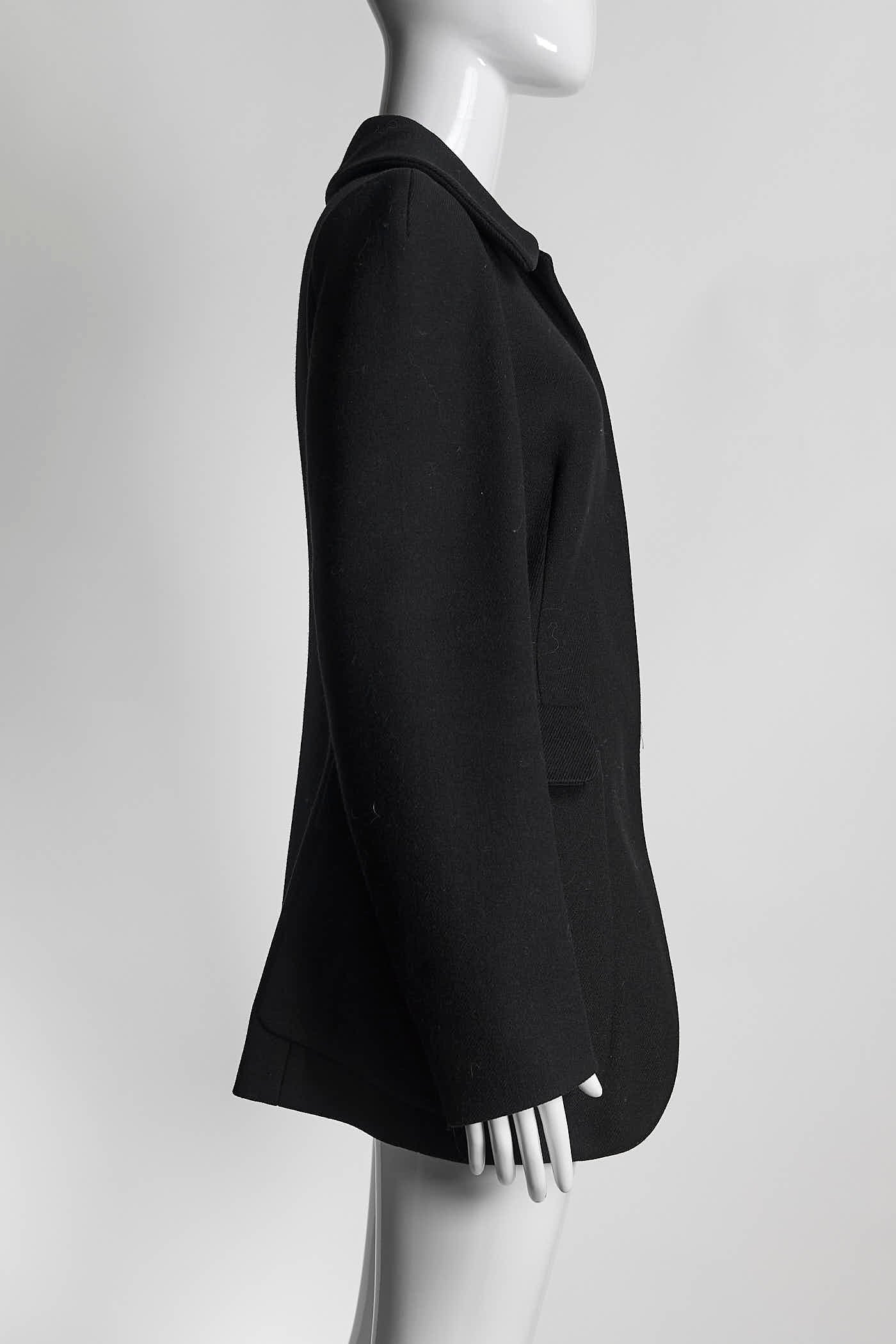 Prada Black Wool Coat 44
