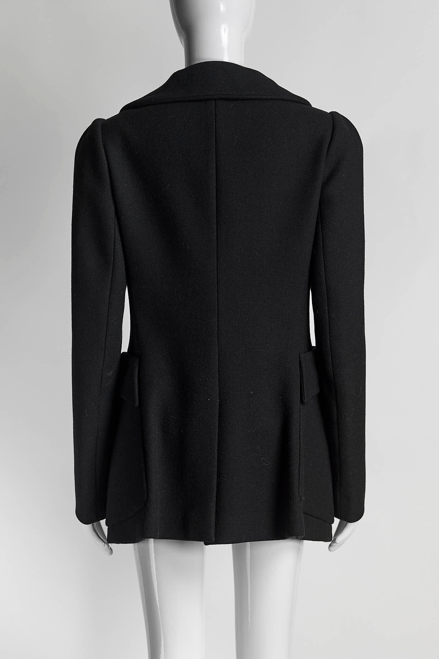 Prada Black Wool Coat 44