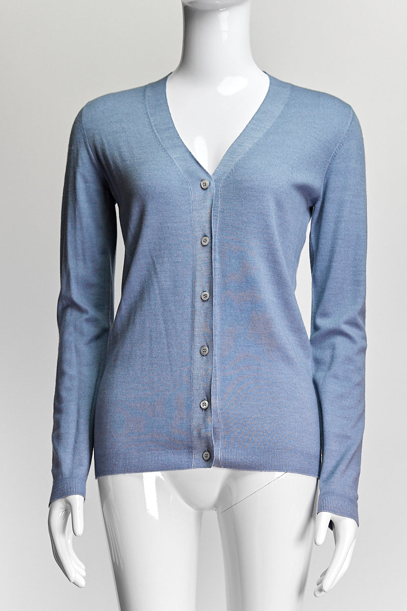 Prada Blue Cashmere Cardigan IT40