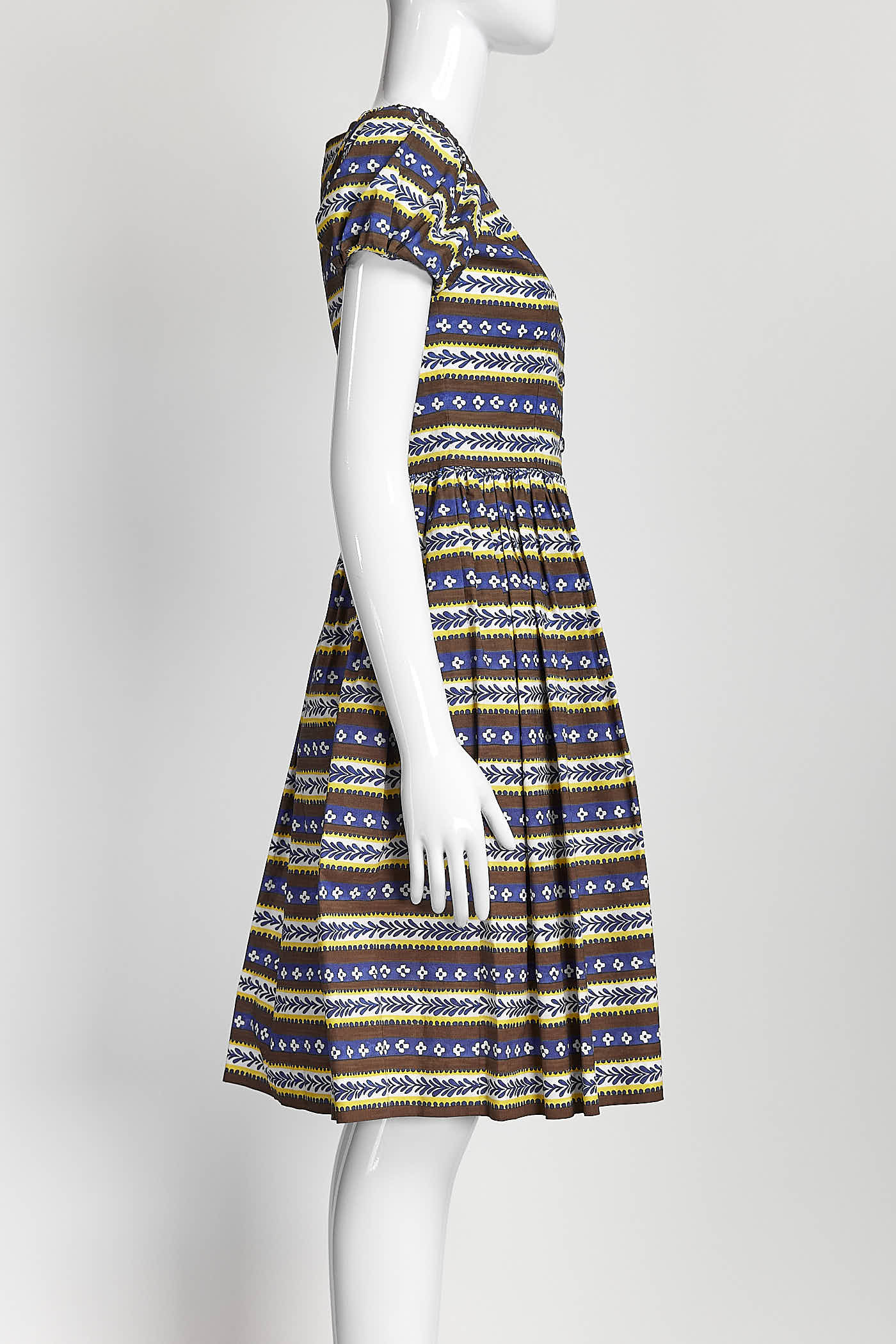 Prada Boat Neck Printed Midi Dress 38