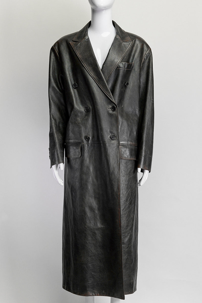 Prada Brown Leather Coat IT 40