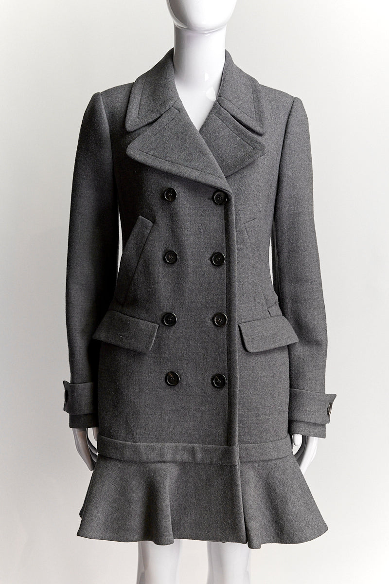 Prada Double Breasted Wool Grey Peacoat IT40