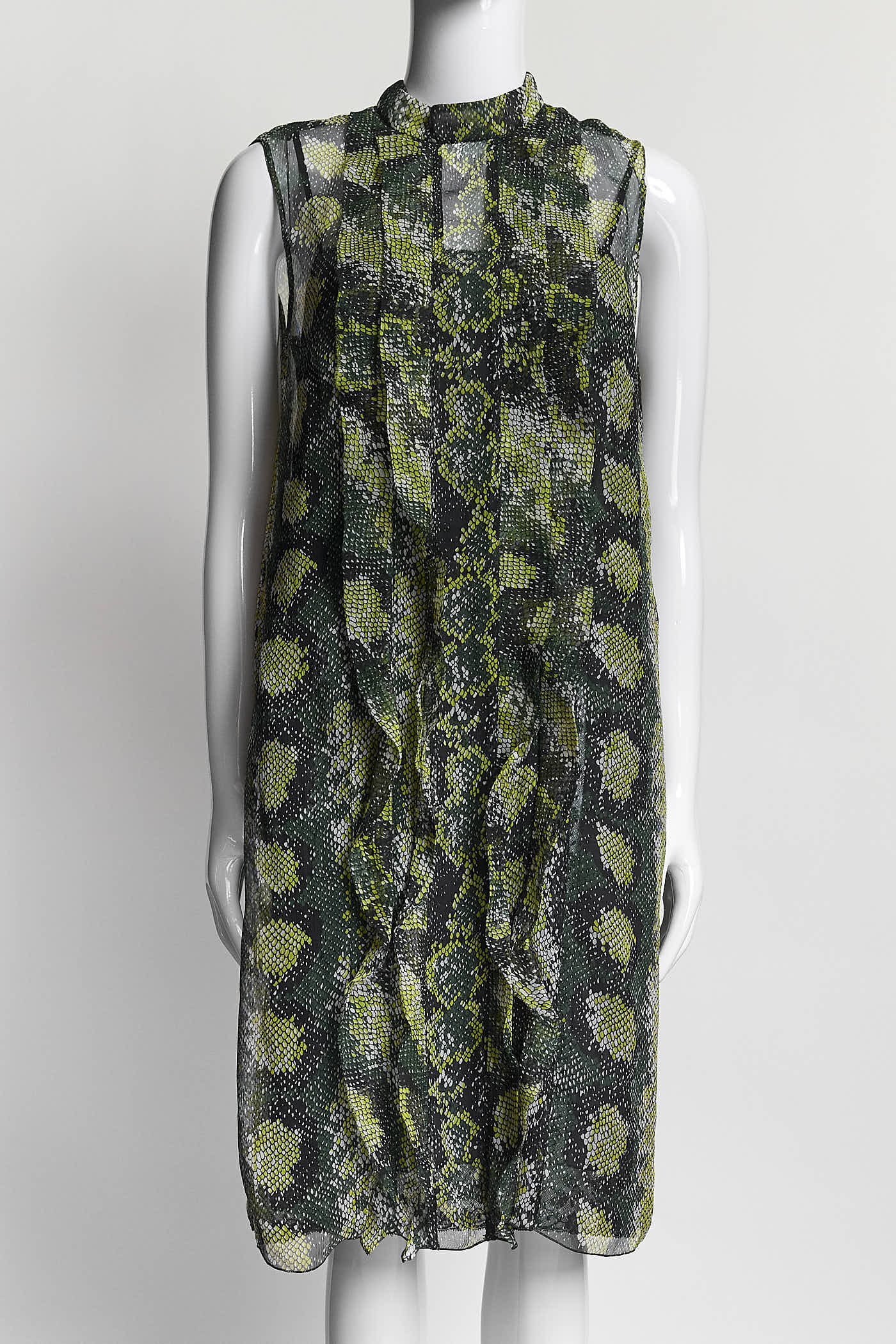 Prada Green Patterned Sleeveless Dress 40