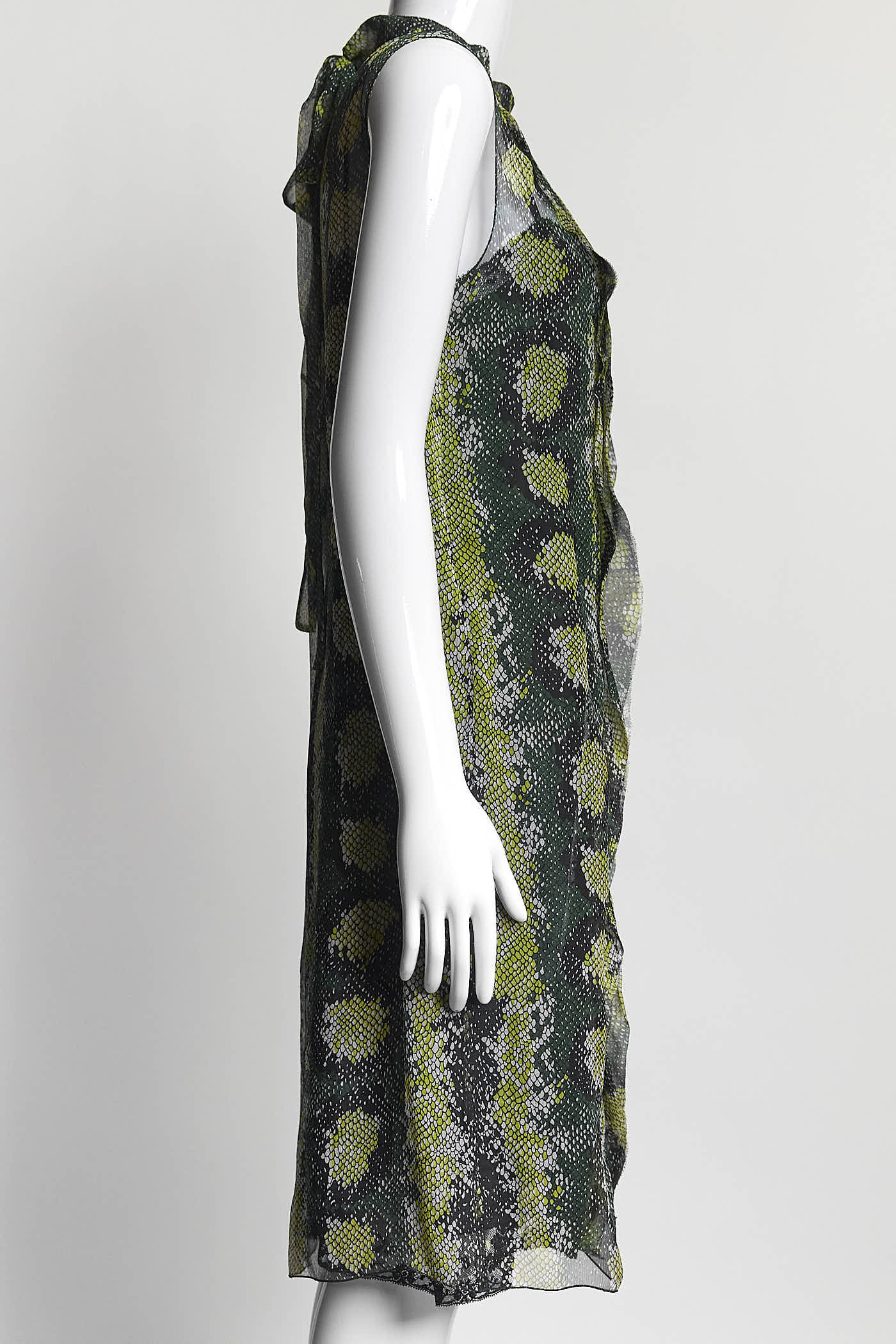 Prada Green Patterned Sleeveless Dress 40