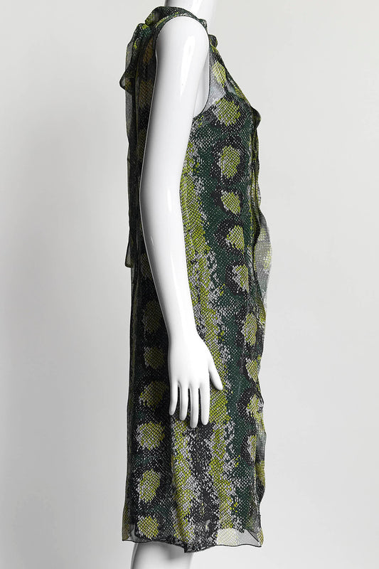 Prada Green Patterned Sleeveless Dress 40