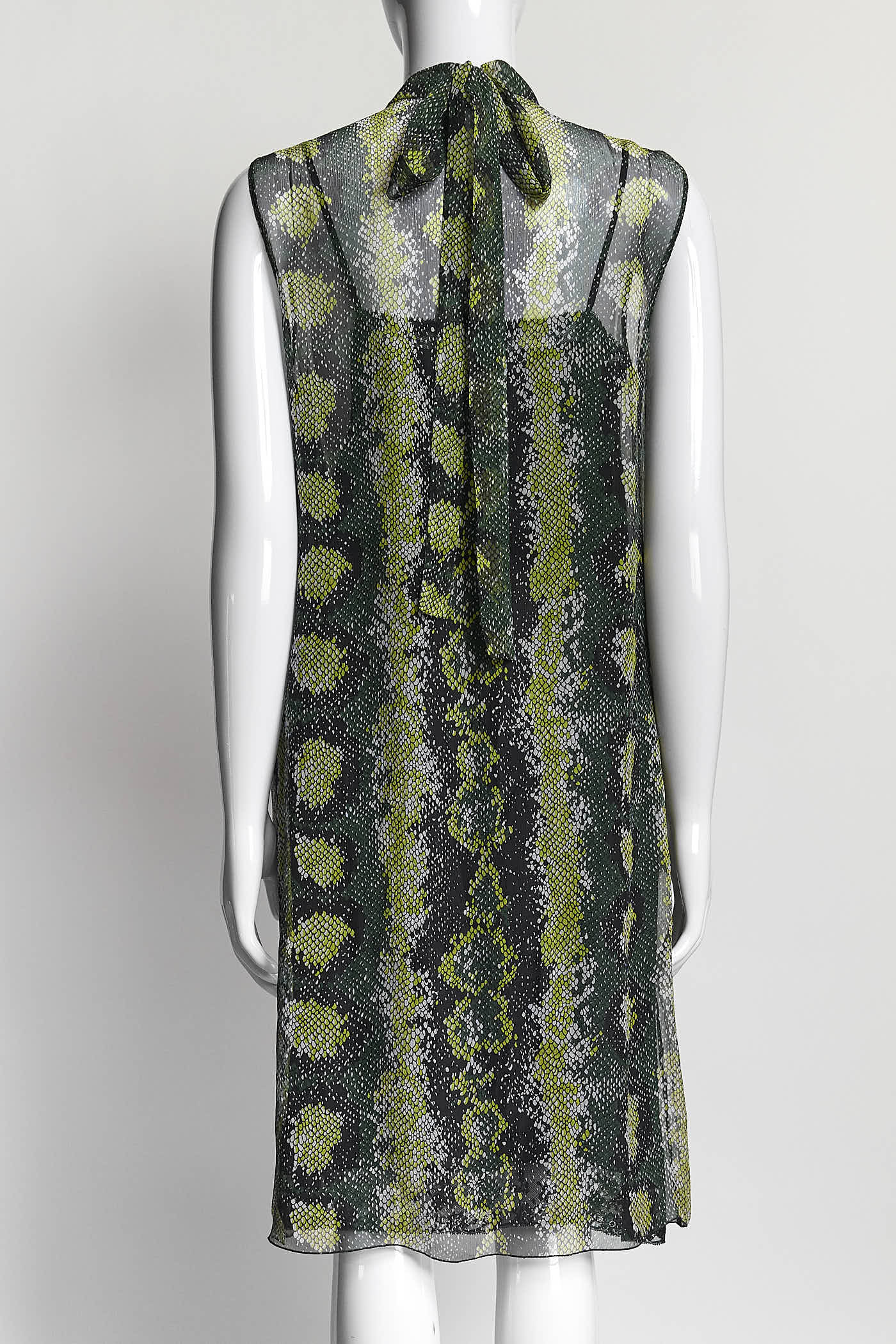 Prada Green Patterned Sleeveless Dress 40