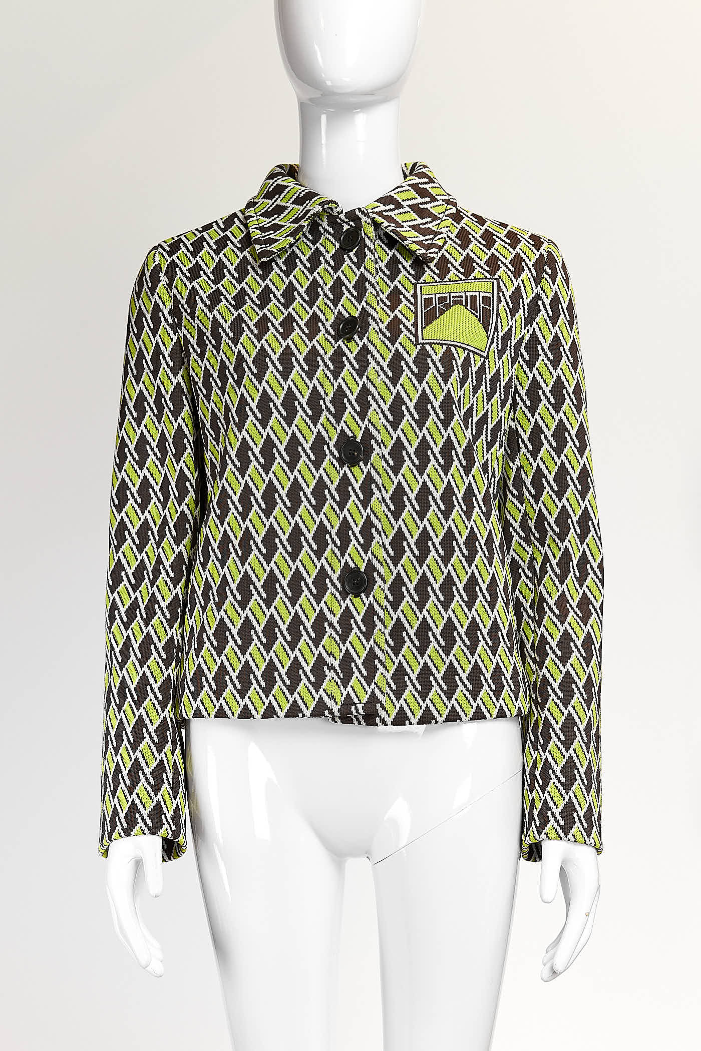 Prada Green Printed Knit Blazer 40