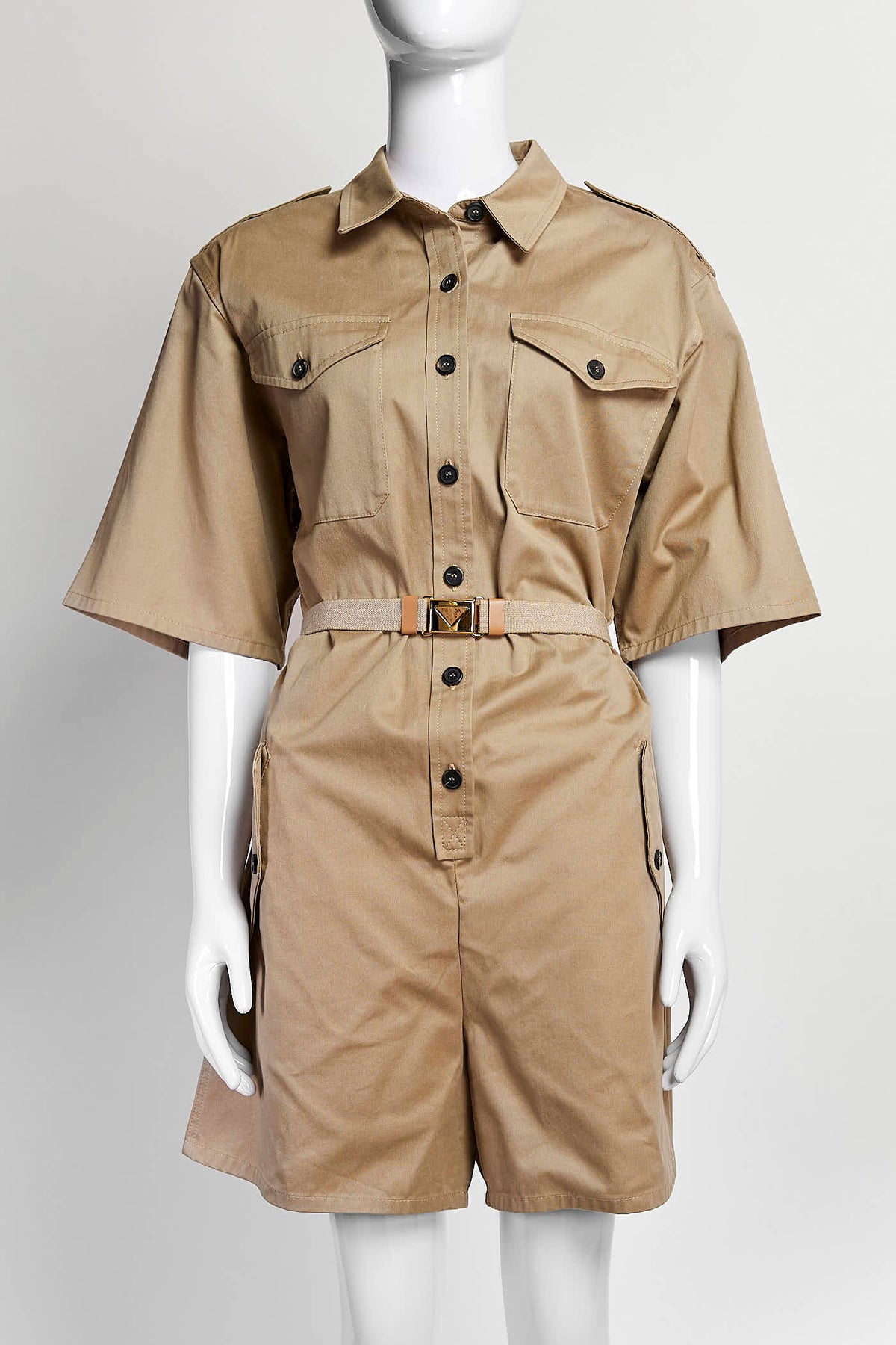 Prada Khaki Jumper with Logo Belt 38