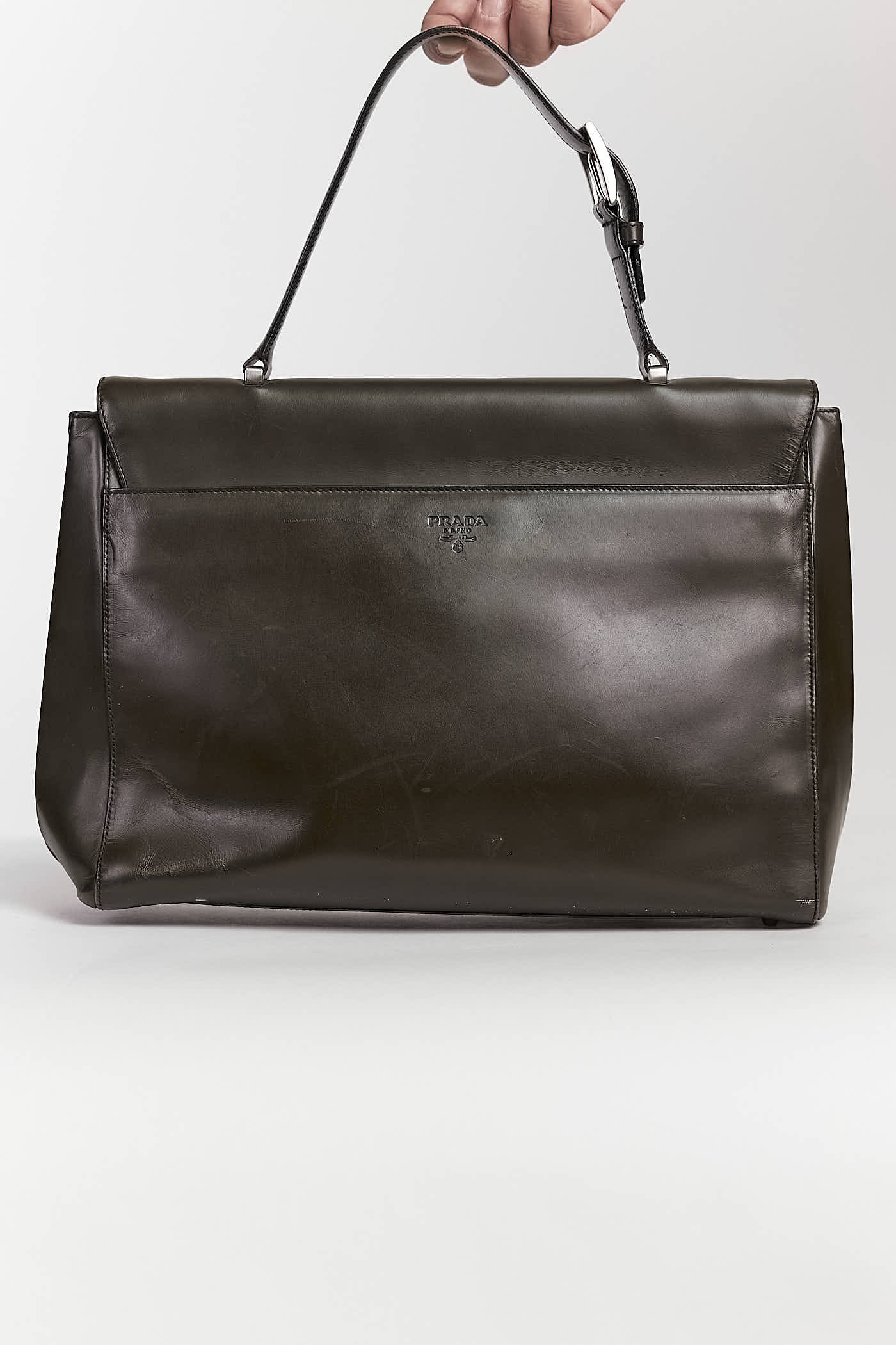Prada Olive Green Leather Bag Top handle