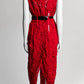 Prada Red Lace Long Dress with Black Belt 40