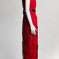 Prada Red Lace Long Dress with Black Belt 40