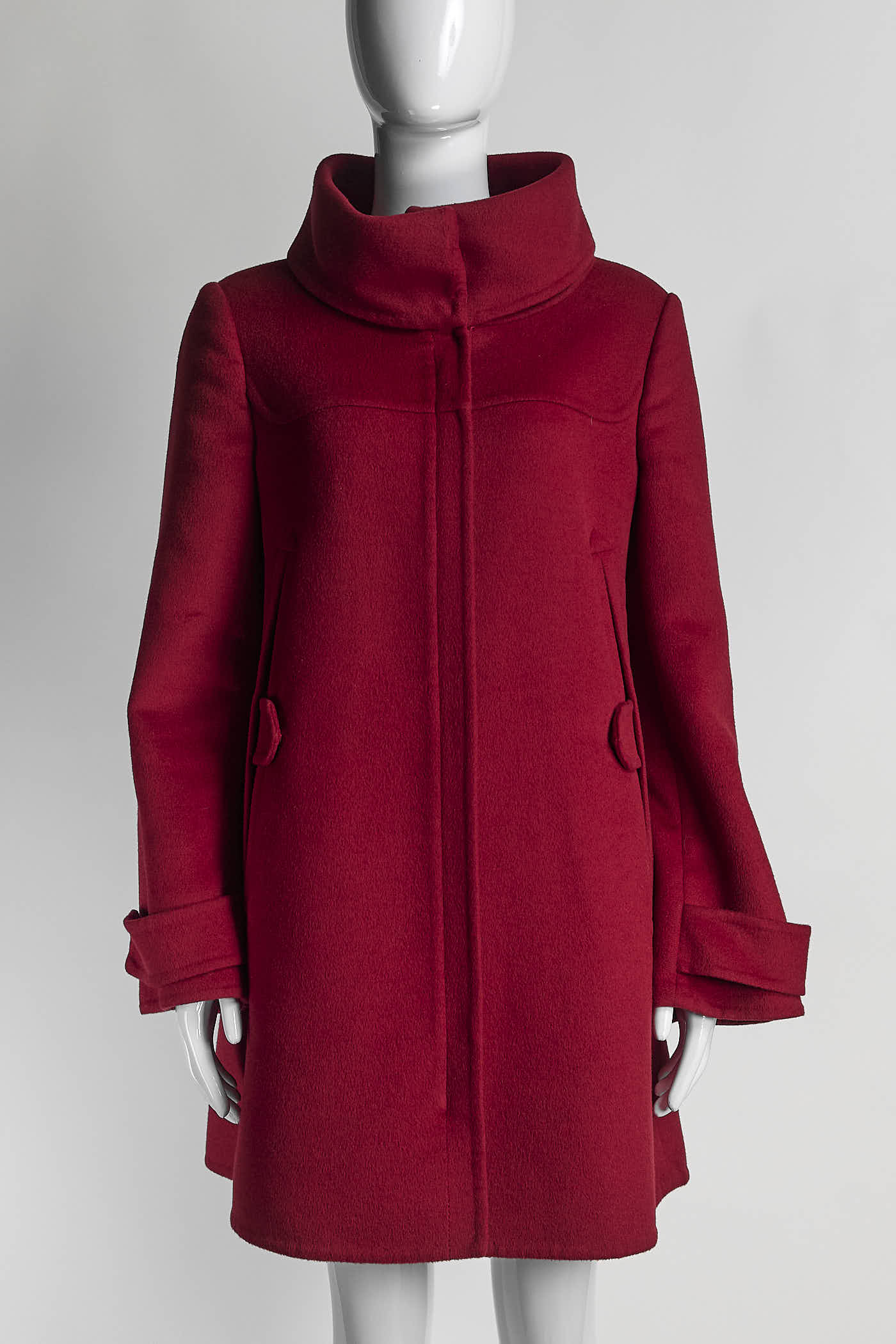 Prada Red Wool Zipup Coat 40