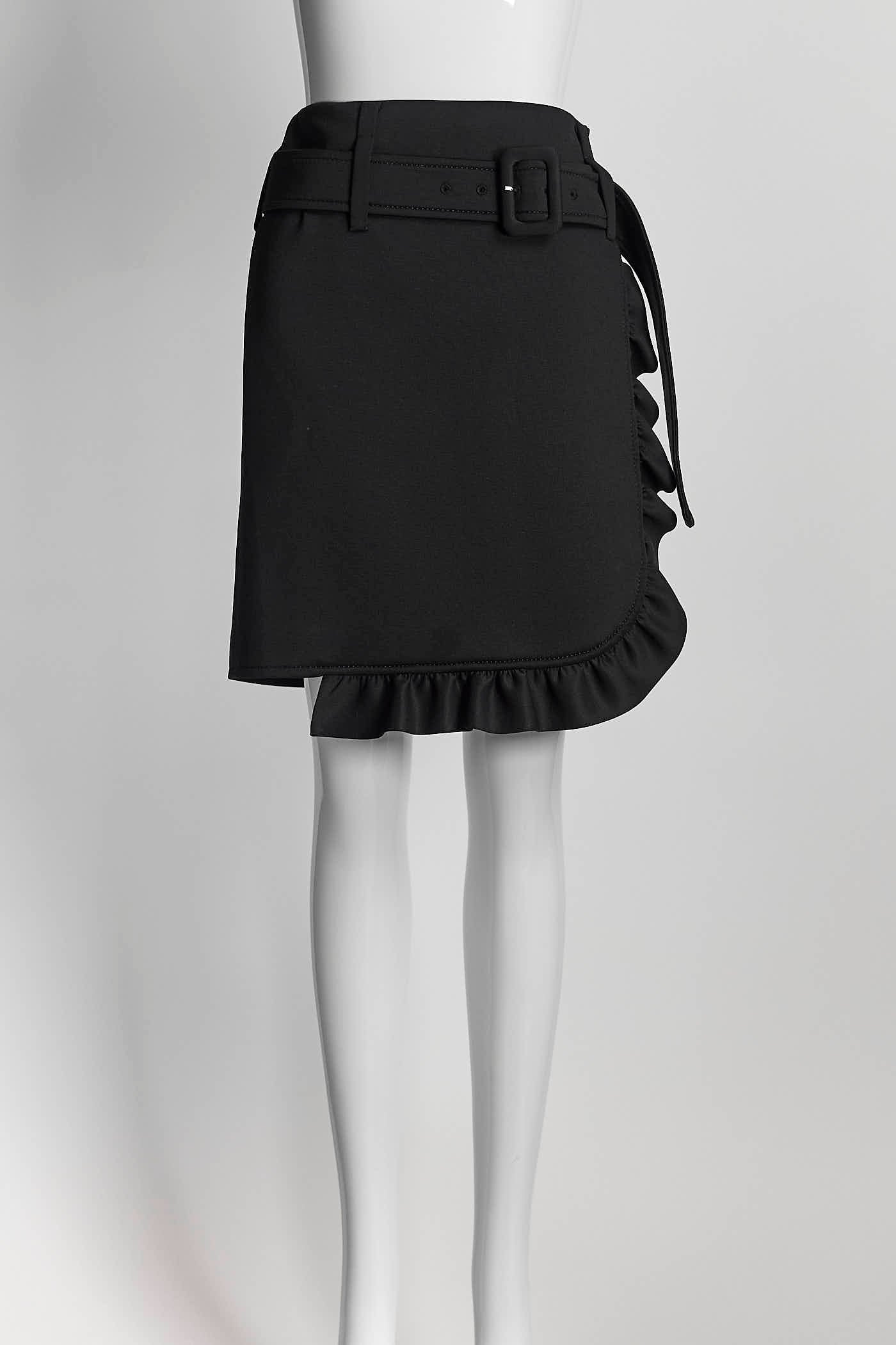 Prada Ruffle Trimmed Neoprene Wrap Skirt 38