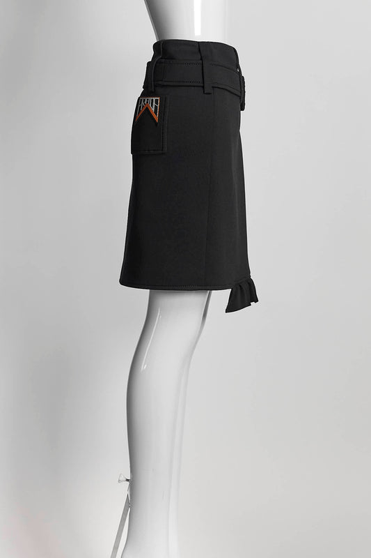 Prada Ruffle Trimmed Neoprene Wrap Skirt 38