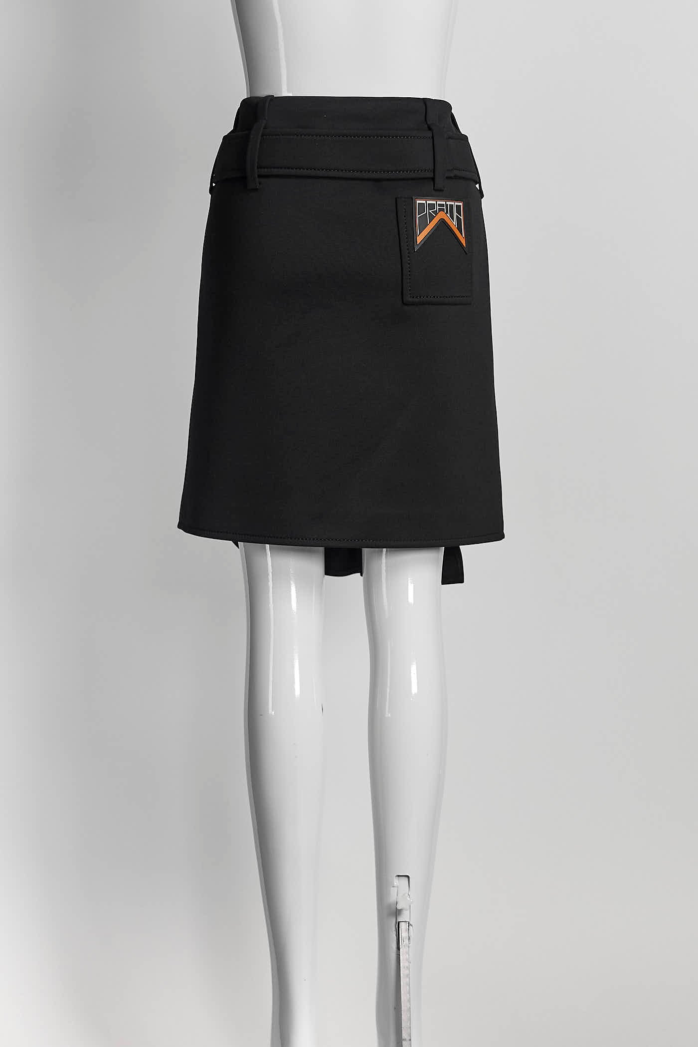 Prada Ruffle Trimmed Neoprene Wrap Skirt 38
