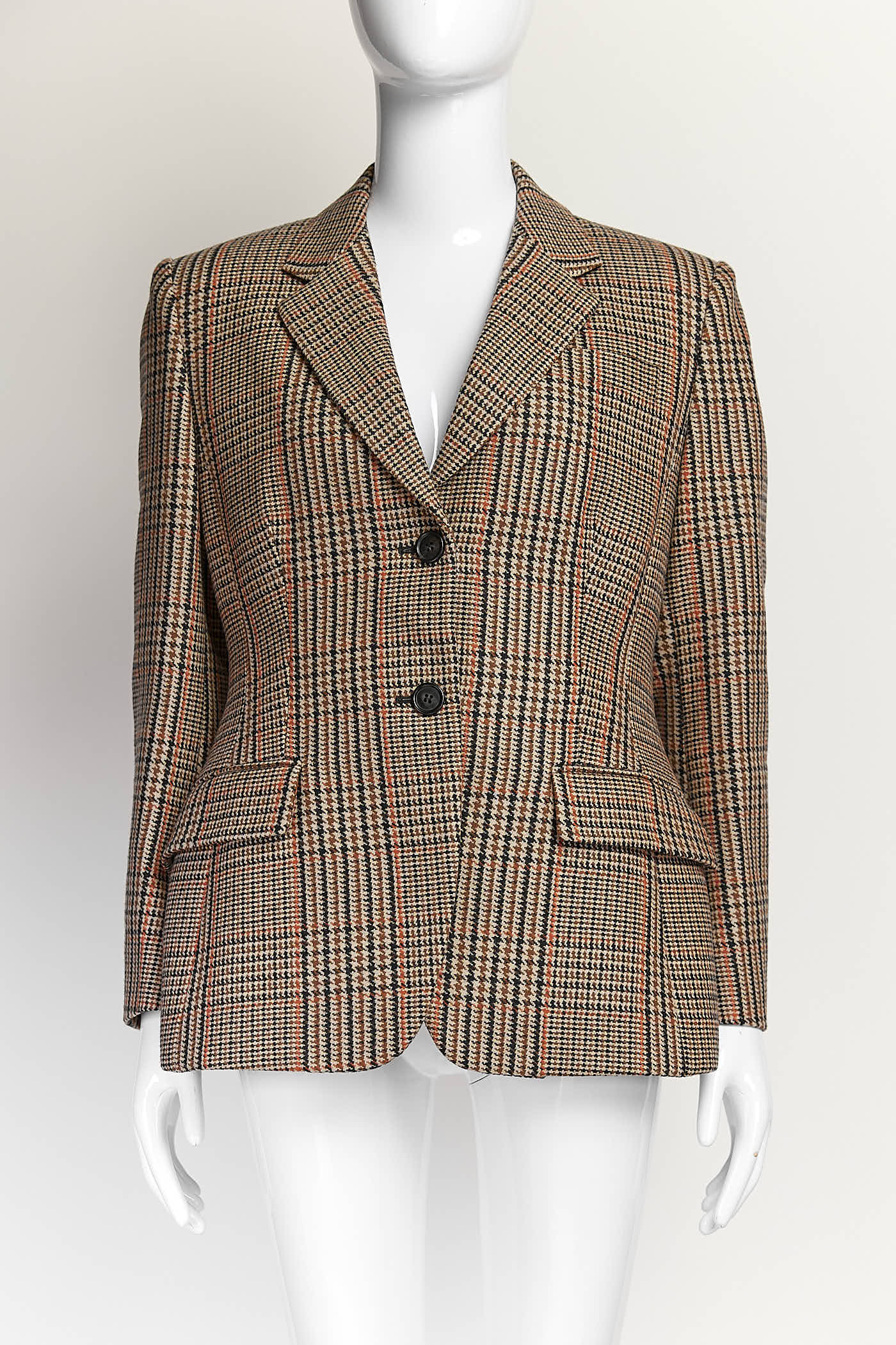 Prada Wool Brown Checked Blazer 44