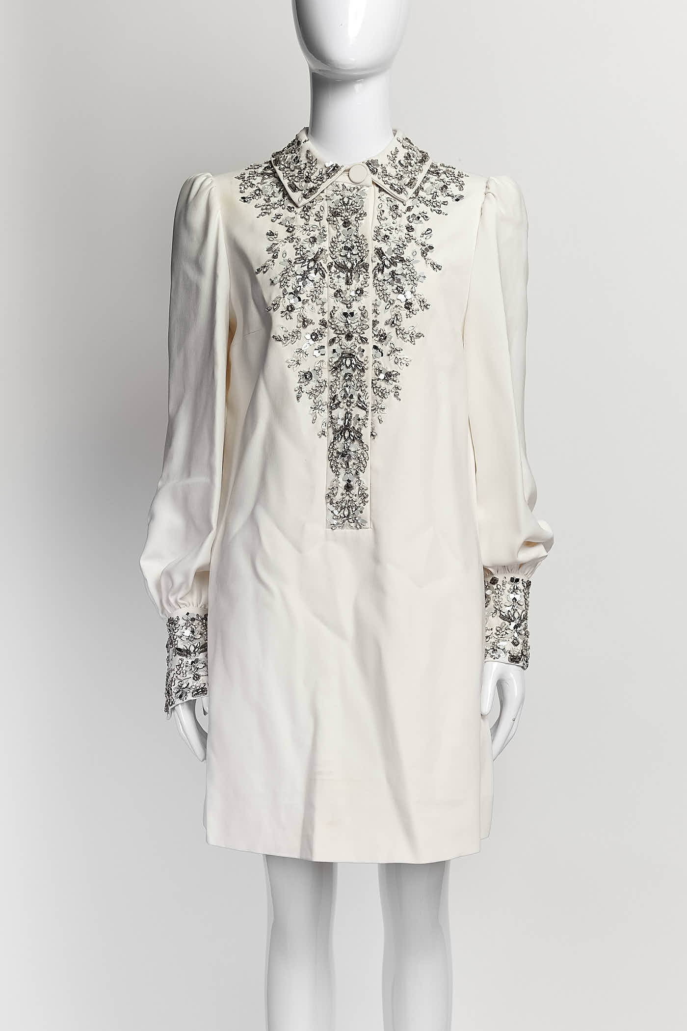 RALPH & RUSSO Crystal Silk Cream Dress
