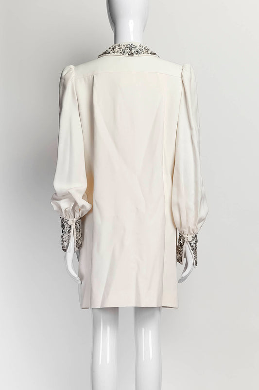 RALPH & RUSSO Crystal Silk Cream Dress