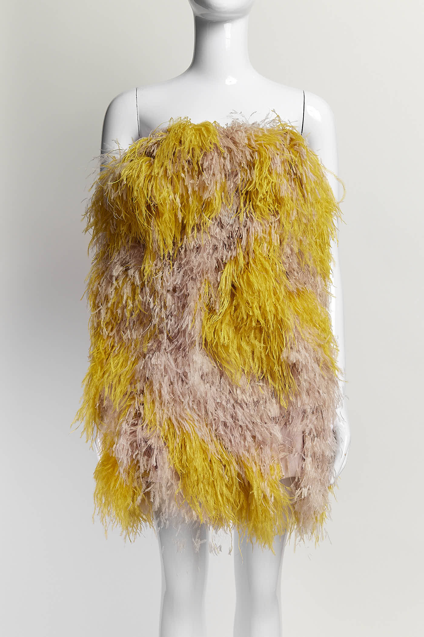 RALPH & RUSSO Strapless feather-Embellished Mini Dress 40