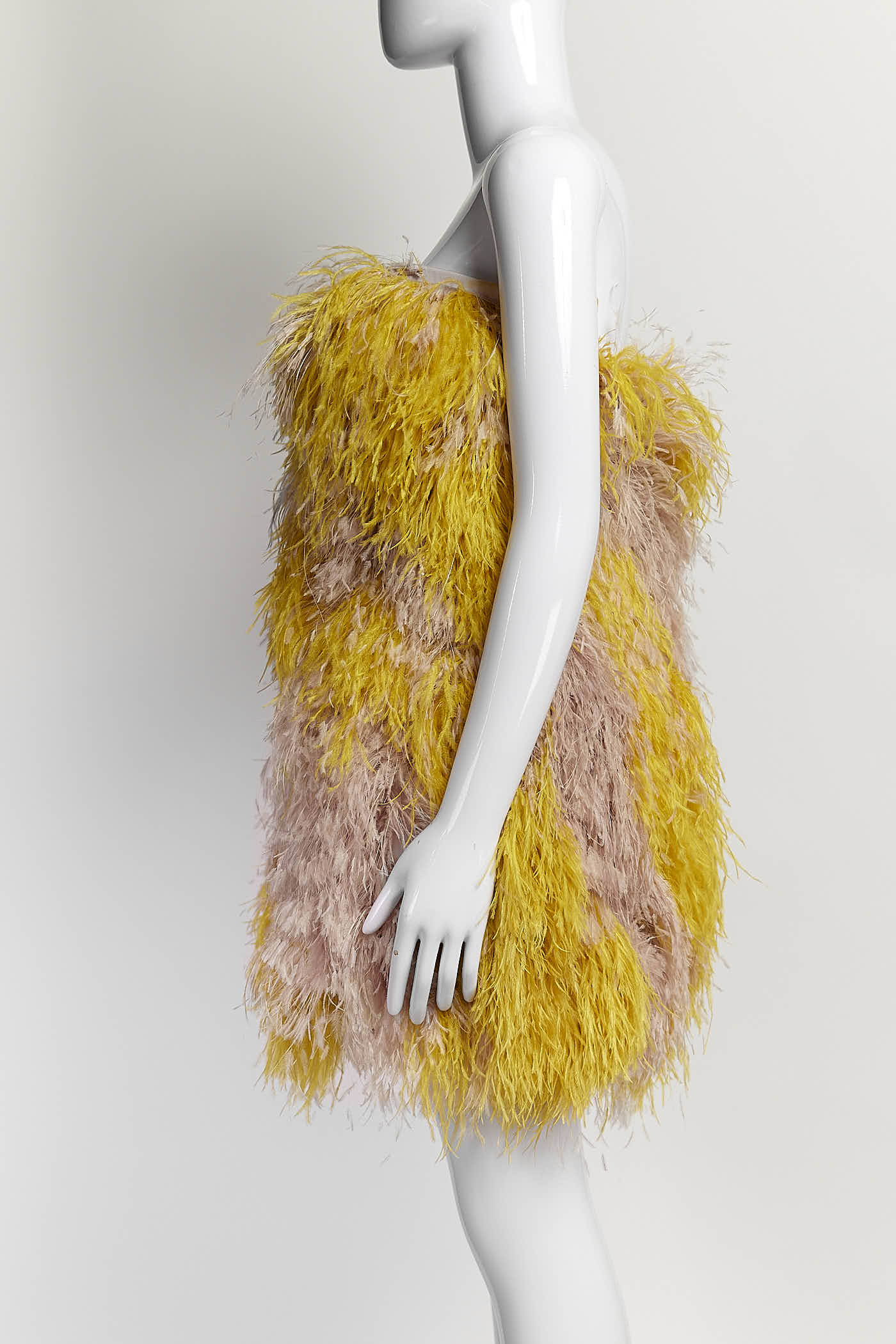 RALPH & RUSSO Strapless feather-Embellished Mini Dress 40