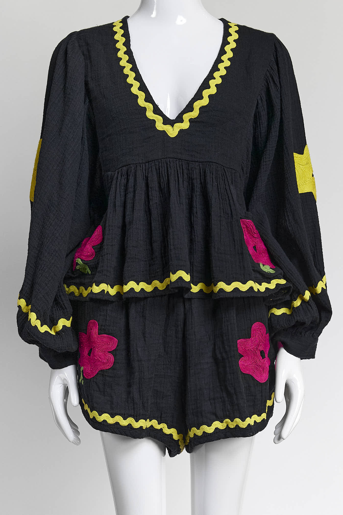 RHODE Black Cotton Top/Short Set XS/S