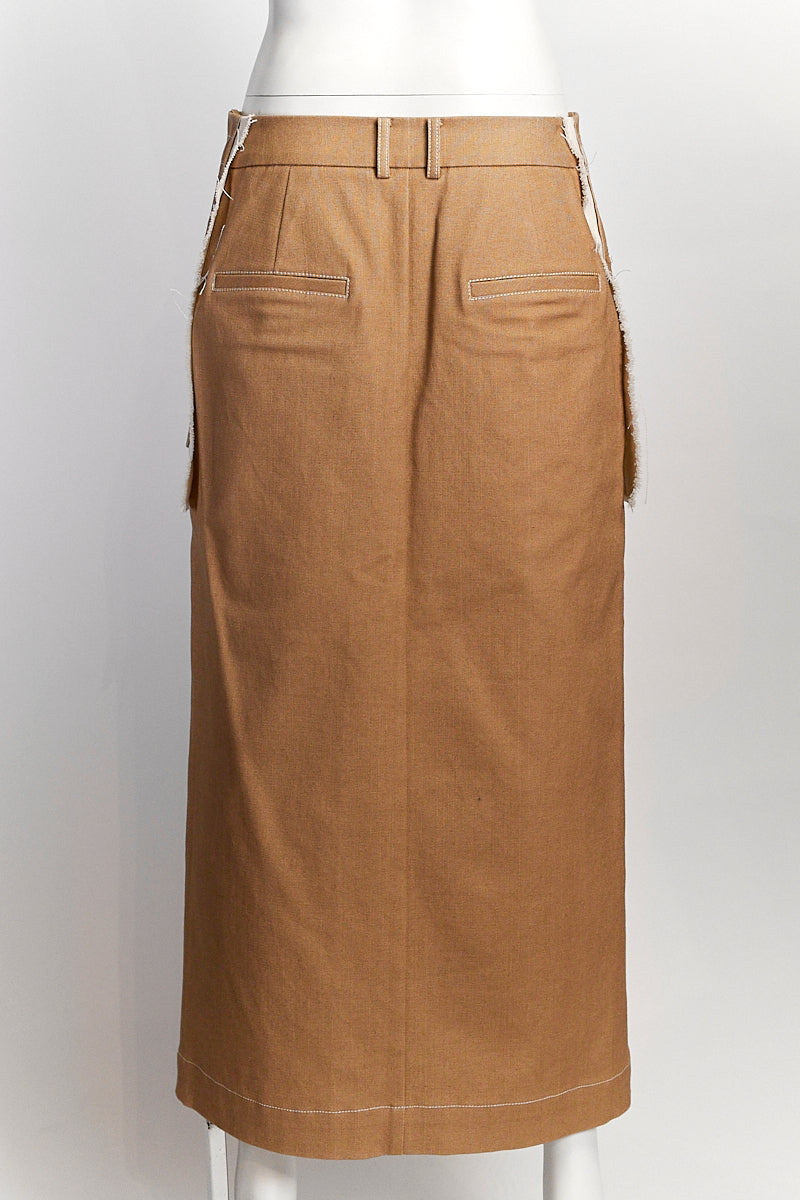 Rejina Pyo Ellie Two-tone Cotton Camel Canvas Midi Skirt IT 40