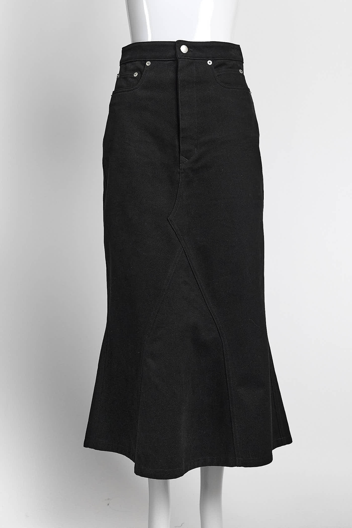 Rick Owen Black Denim Skirt 40