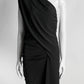 GRETA CONSTANTINE Black one Shoulder Rouched Dress S