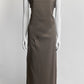 Brunello Cucinelli Dark Beige Sleeveless Draped Jersey Dress S