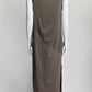 Brunello Cucinelli Dark Beige Sleeveless Draped Jersey Dress S