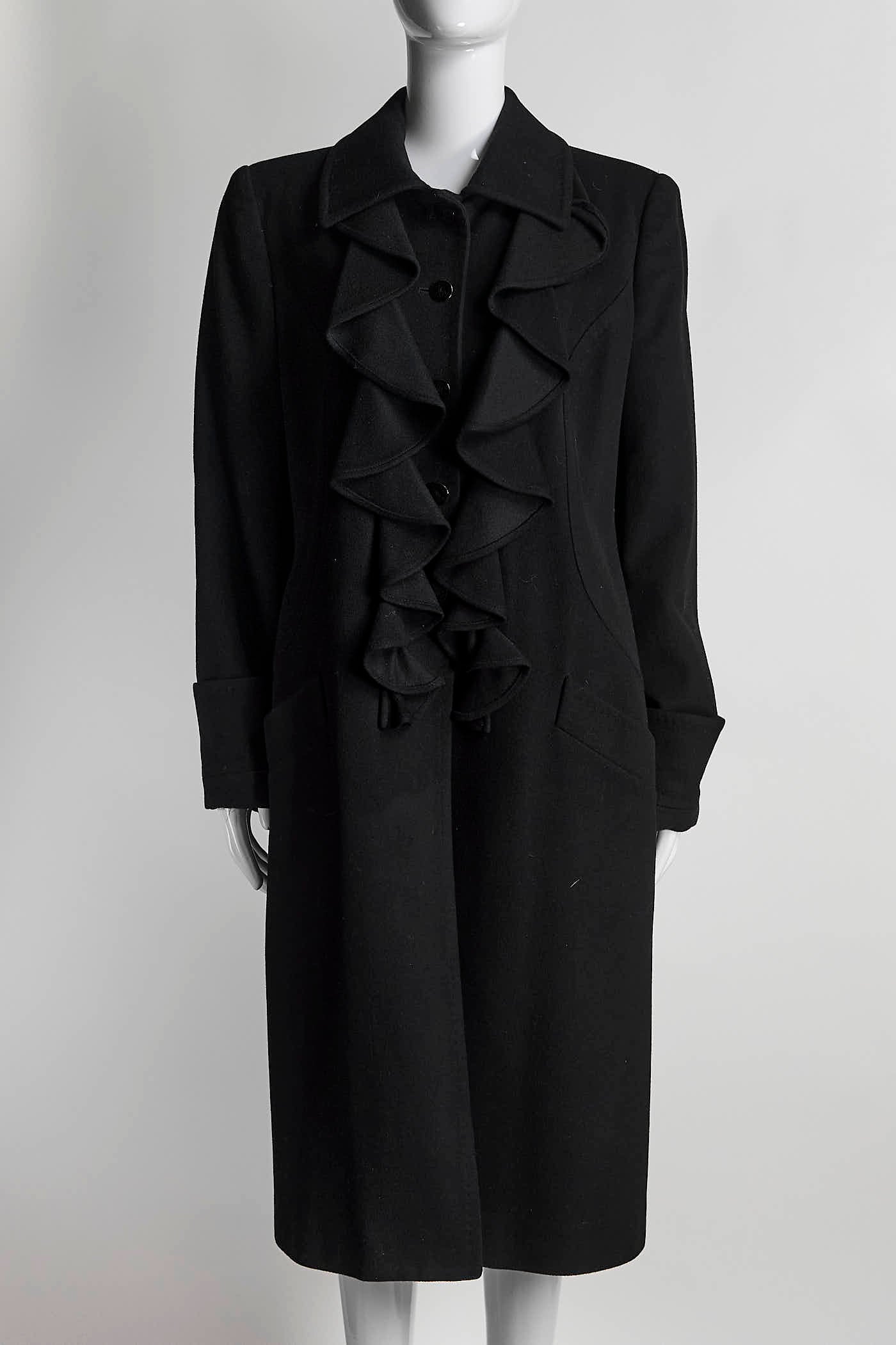 Roberto Cavalli Black Cashmere Coat 46