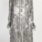 Roberto Cavalli Chiffon White/Grey Tone Paisley Print Shirt Dress 38