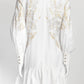 Roberto Cavalli White Brasso Feather Print Shirt Dress 38