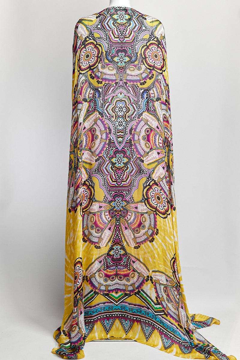 Roberto Cavalli Yellow Printed Kaftan Dress IT 44