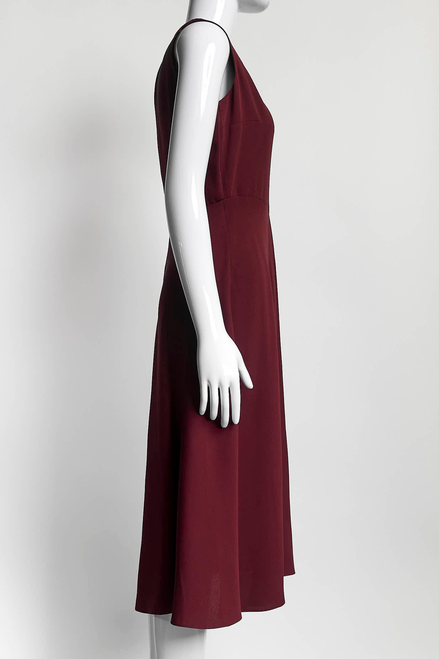 Roksada Burgundy Sleeveless Dress with Buttons Detail 8