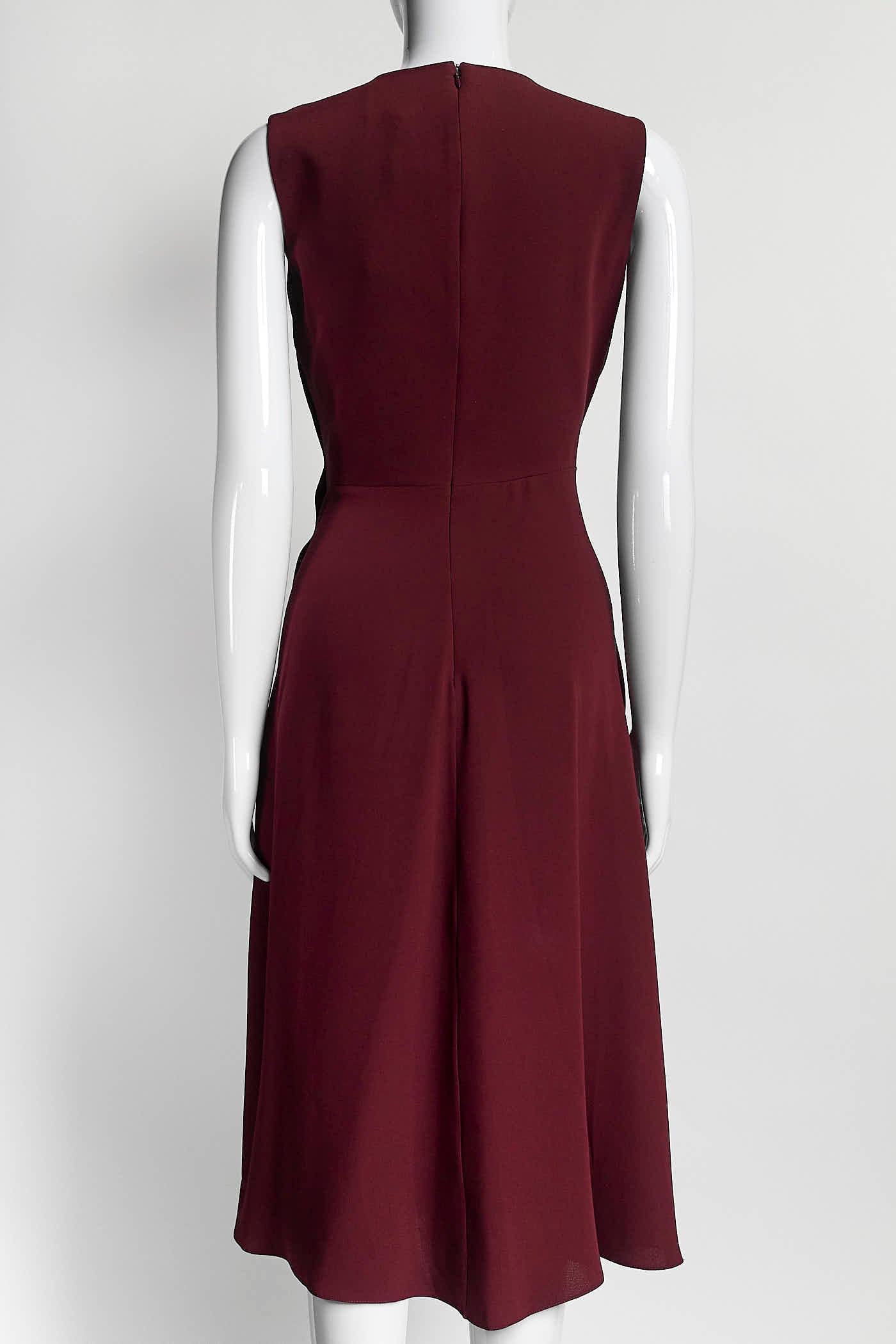 Roksada Burgundy Sleeveless Dress with Buttons Detail 8