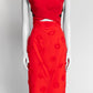 Roland Mouret Red Criss-cross Bodice and Textured Fringe Detail Dress 8