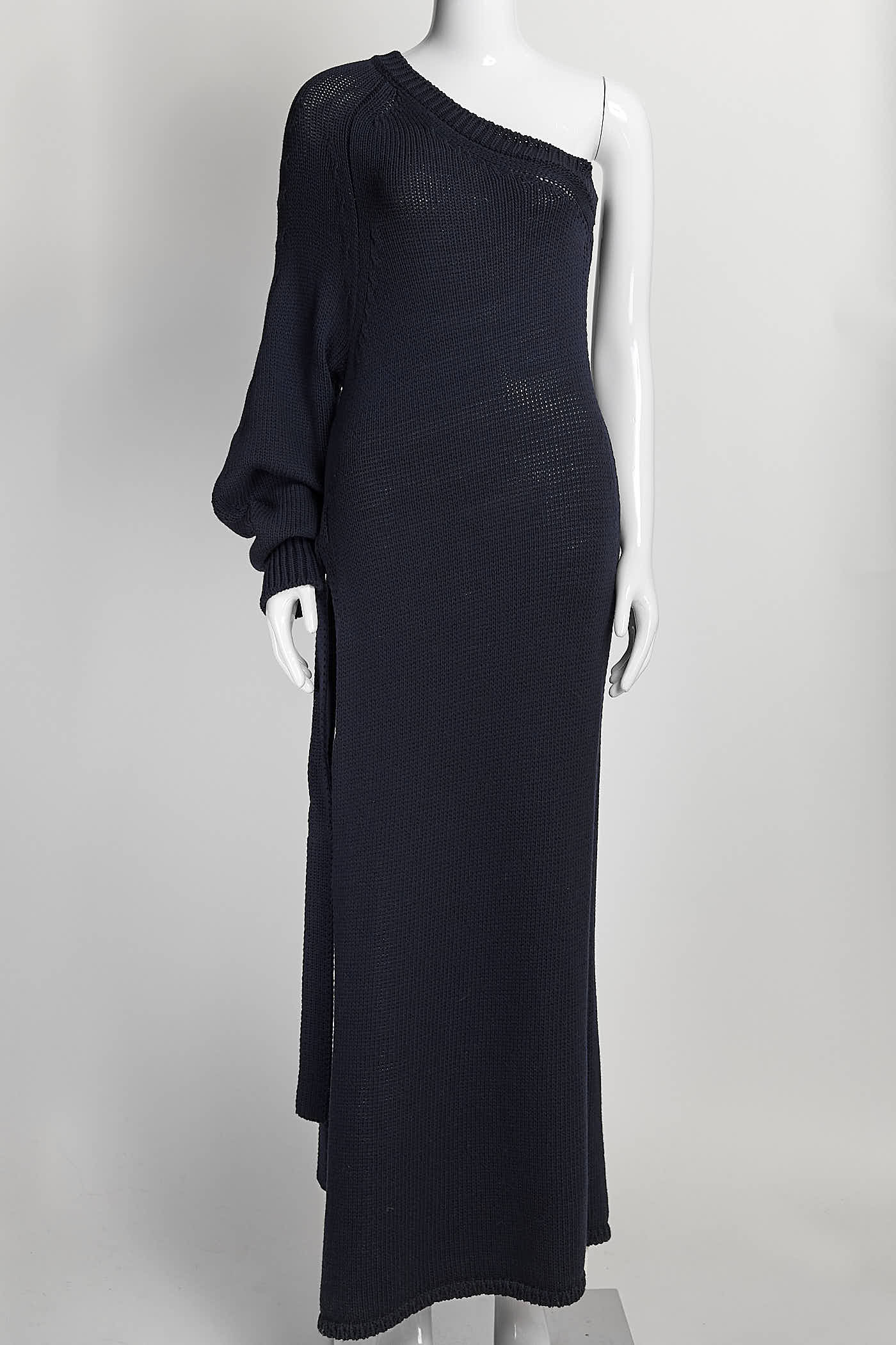 Rosetta Getty Navy Knit One Shoulder Dress M