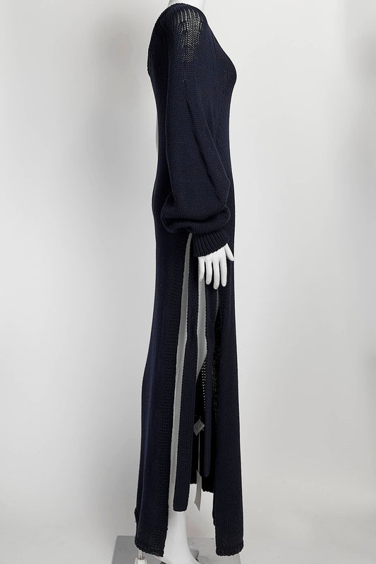 Rosetta Getty Navy Knit One Shoulder Dress M