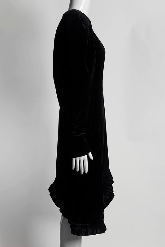 SHUSHU/TONG Black Velvet Puffer Sleeve Dress