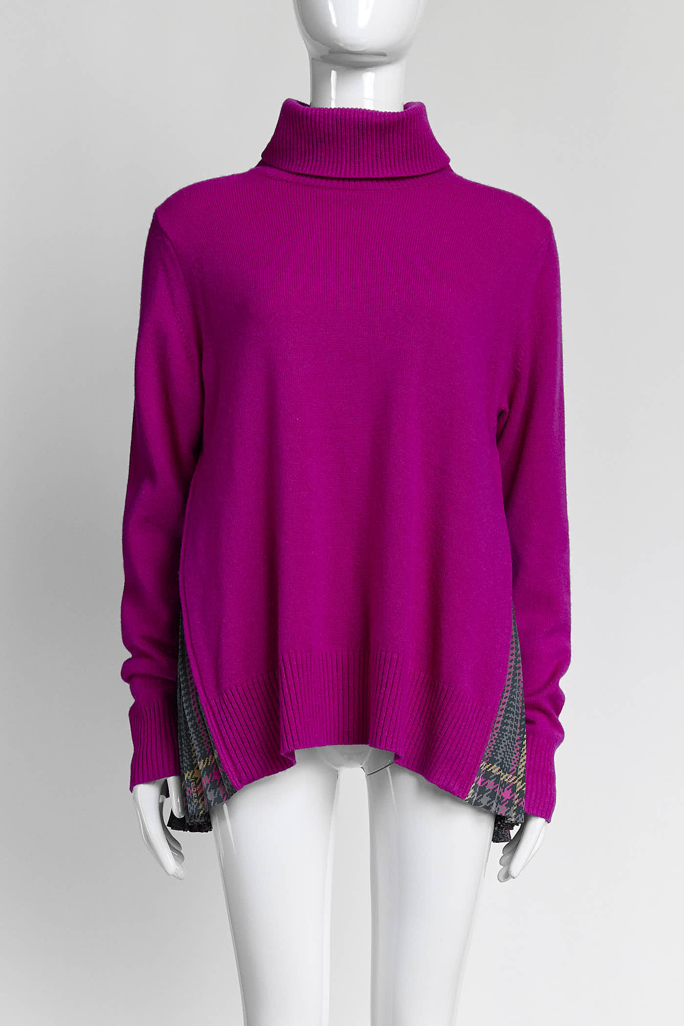 Sacai Pink Turtleneck with Pleated Sweater