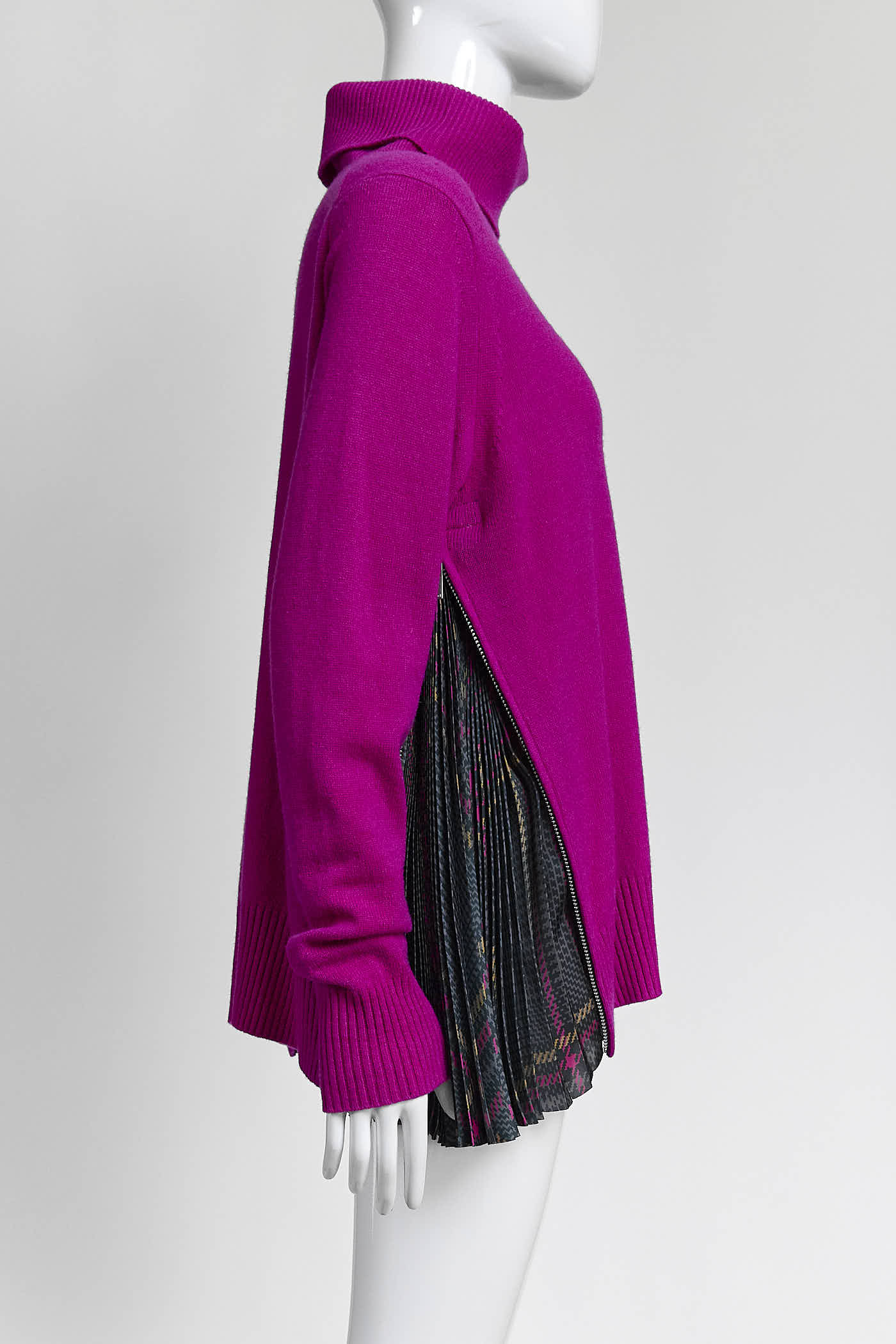 Sacai Pink Turtleneck with Pleated Sweater