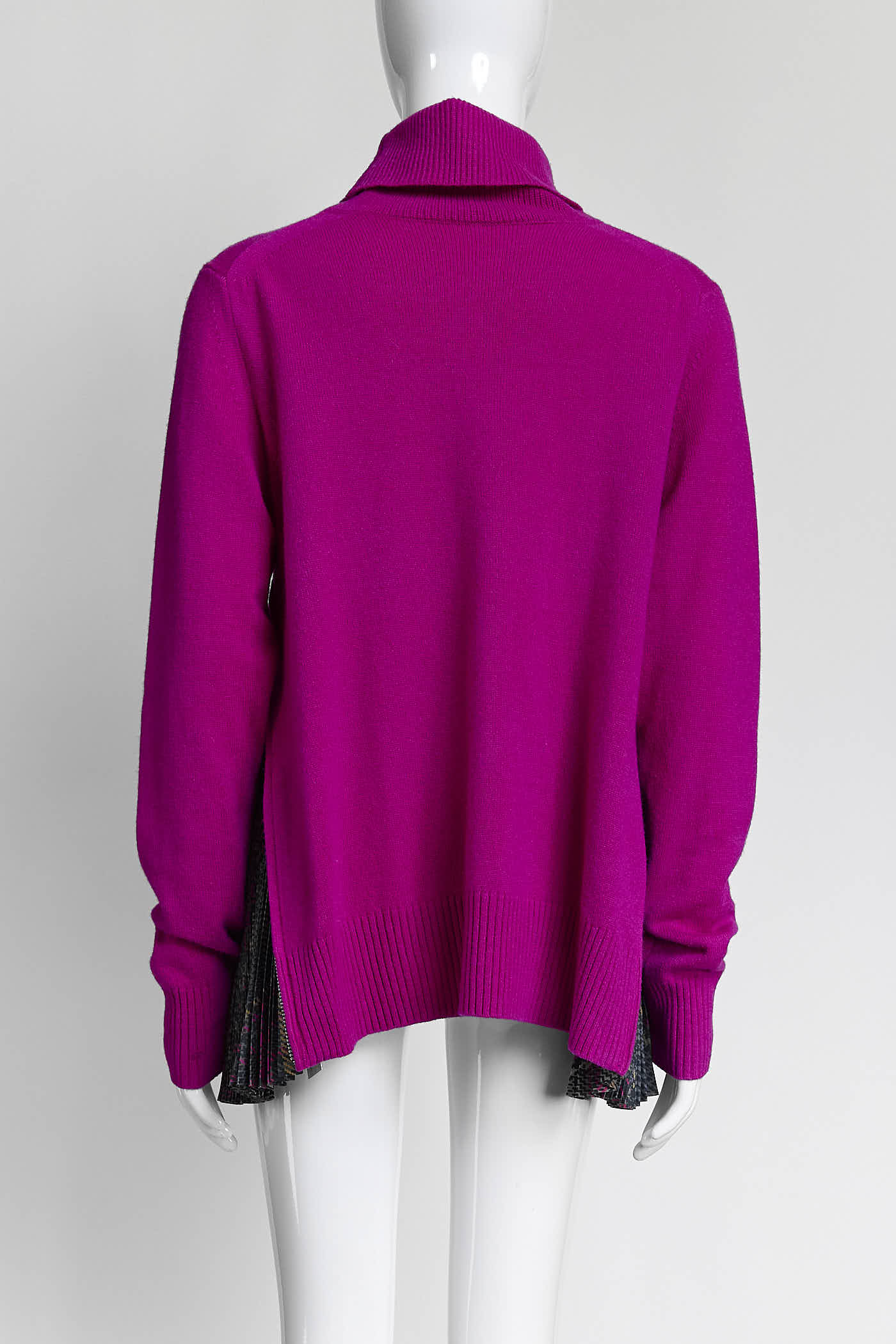 Sacai Pink Turtleneck with Pleated Sweater