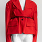 Sacai Red Blazer with Striped Detail 2