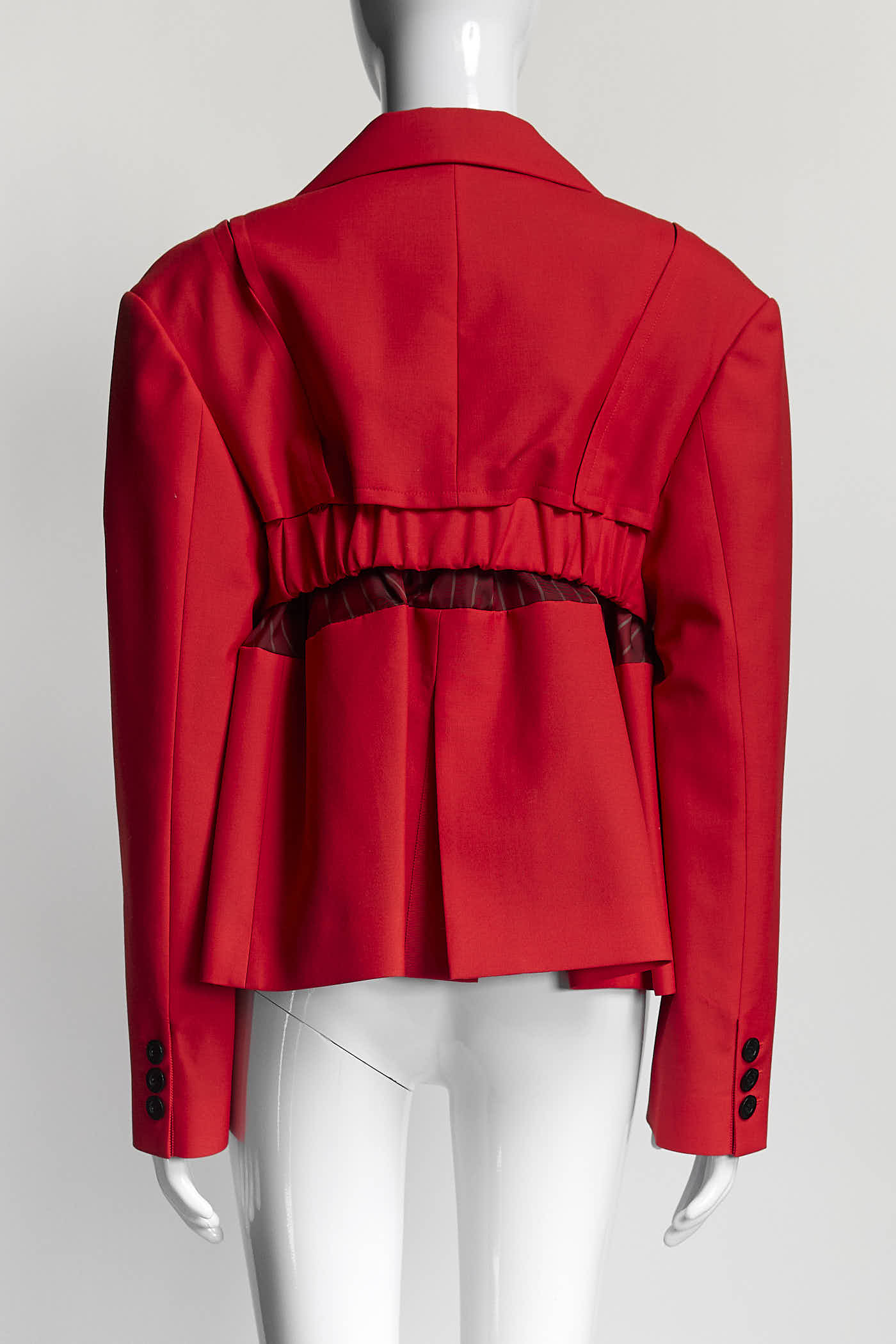 Sacai Red Blazer with Striped Detail 2